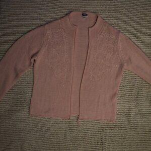 Pastel pink Tabi International sweater cardigan with embroidery